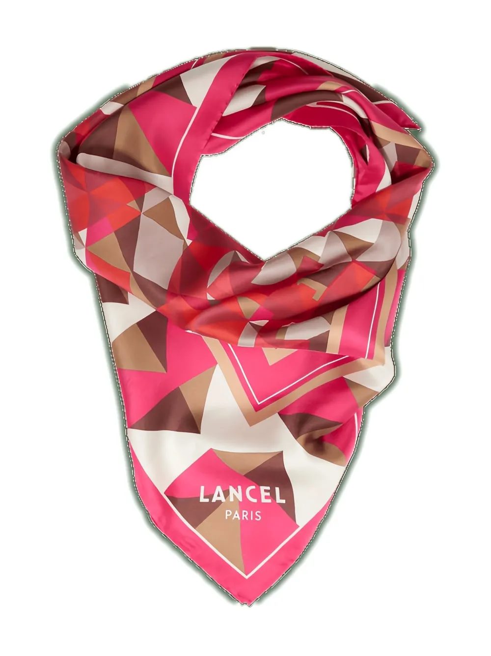 Lancel Labyrinth Silk Scarf In Red