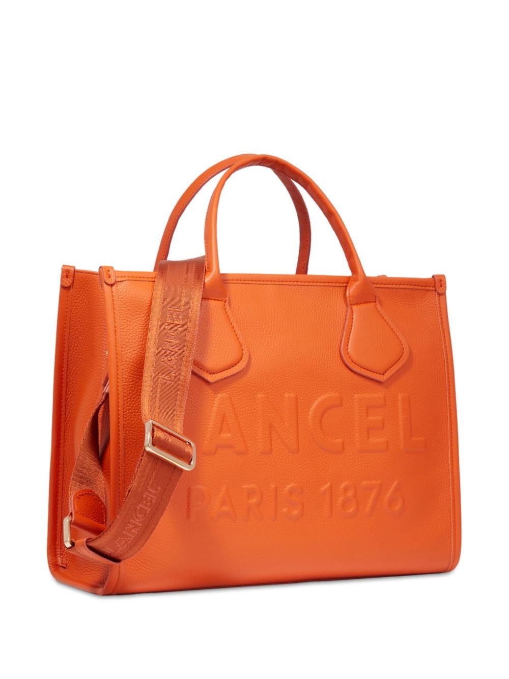 Shop Lancel Medium Jour De  Leather Tote Bag In Orange