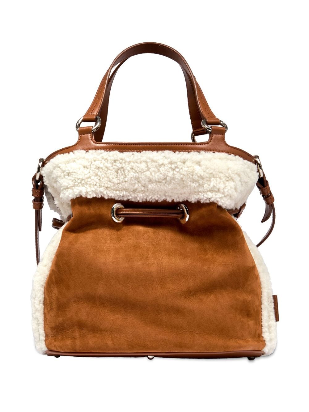 Shop Lancel Medium Premier Flirt Shearling-trim Bucket Bag In Brown