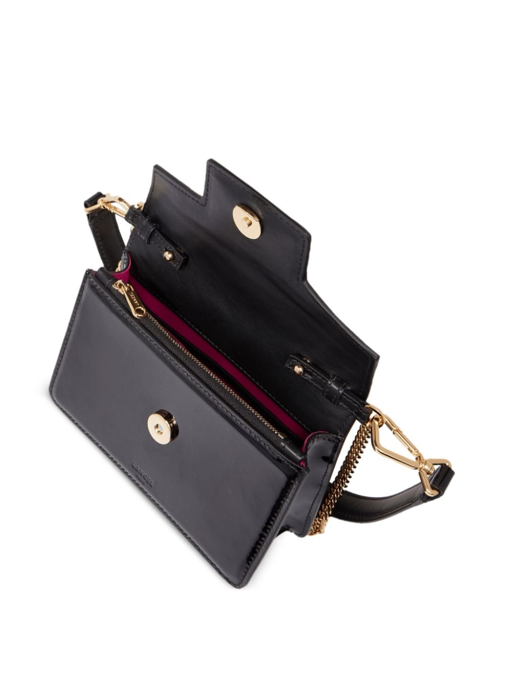 Shop Lancel Leather Mini Flap Bag In Black