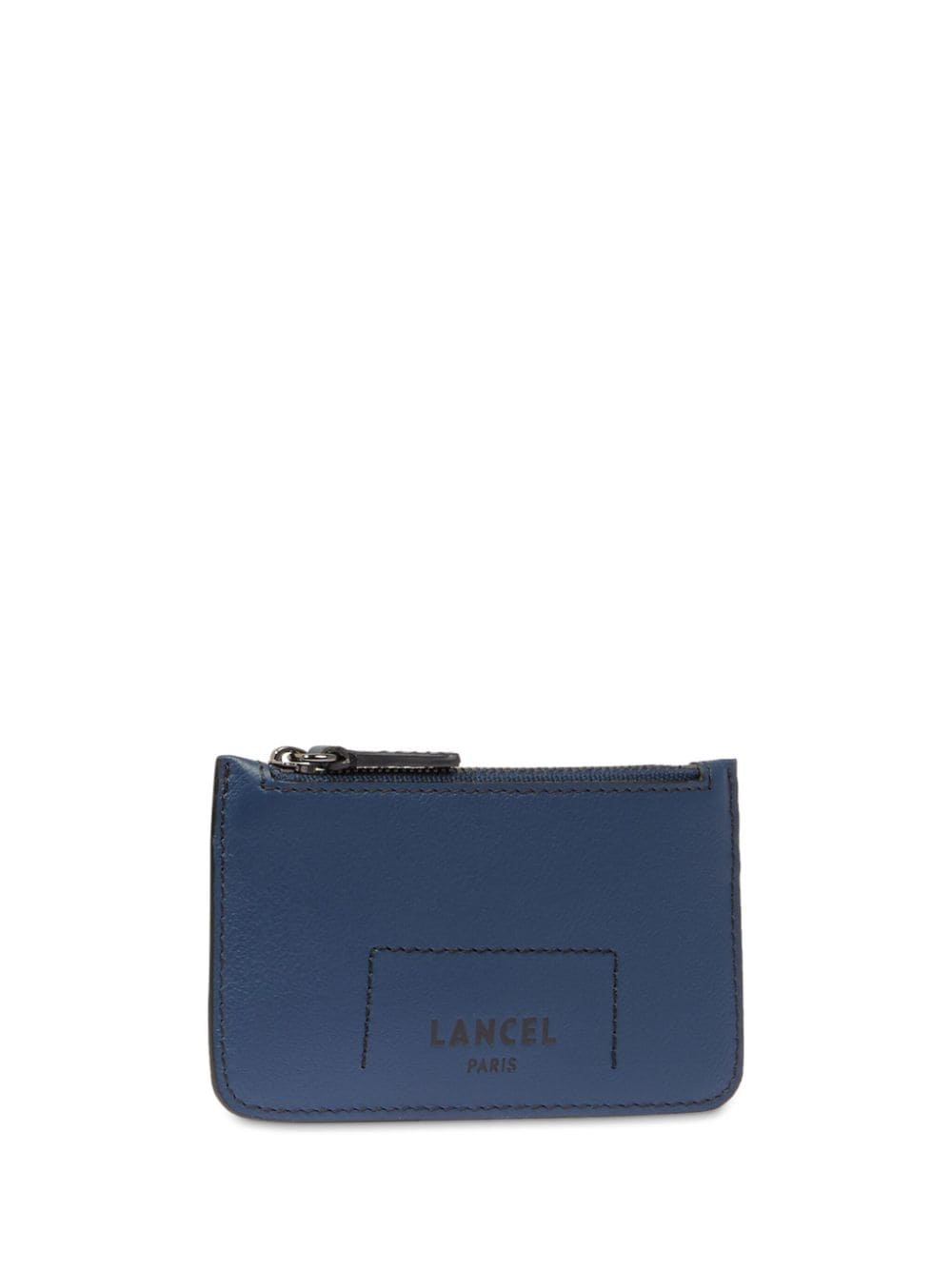 Shop Lancel Logo-stamp Leather Card Holder In Blue