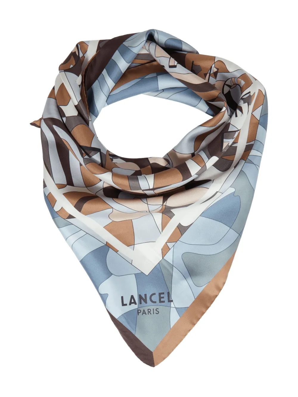 Lancel Square 70 sjaal met puzzelpatroon - Groen