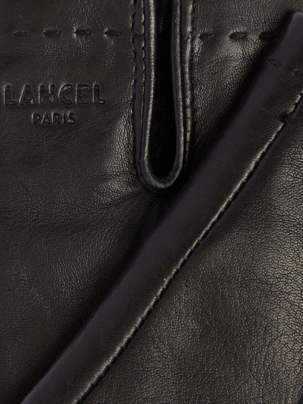 Shop Lancel Sellier Logo-stamp Leather Gloves In Black