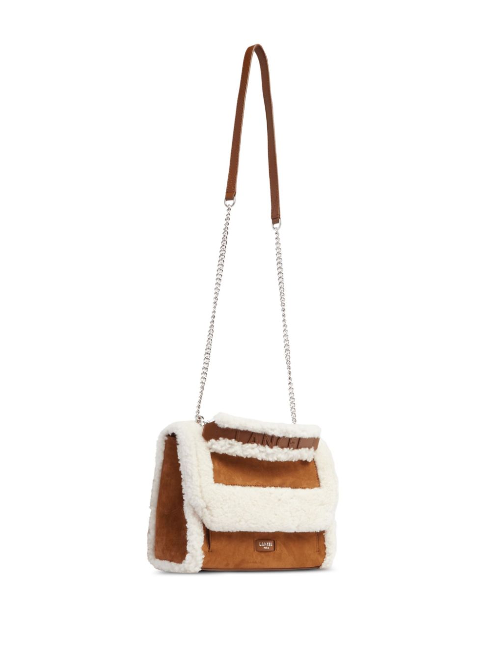 Shop Lancel Mini Sheepskin Cross Bag In Brown