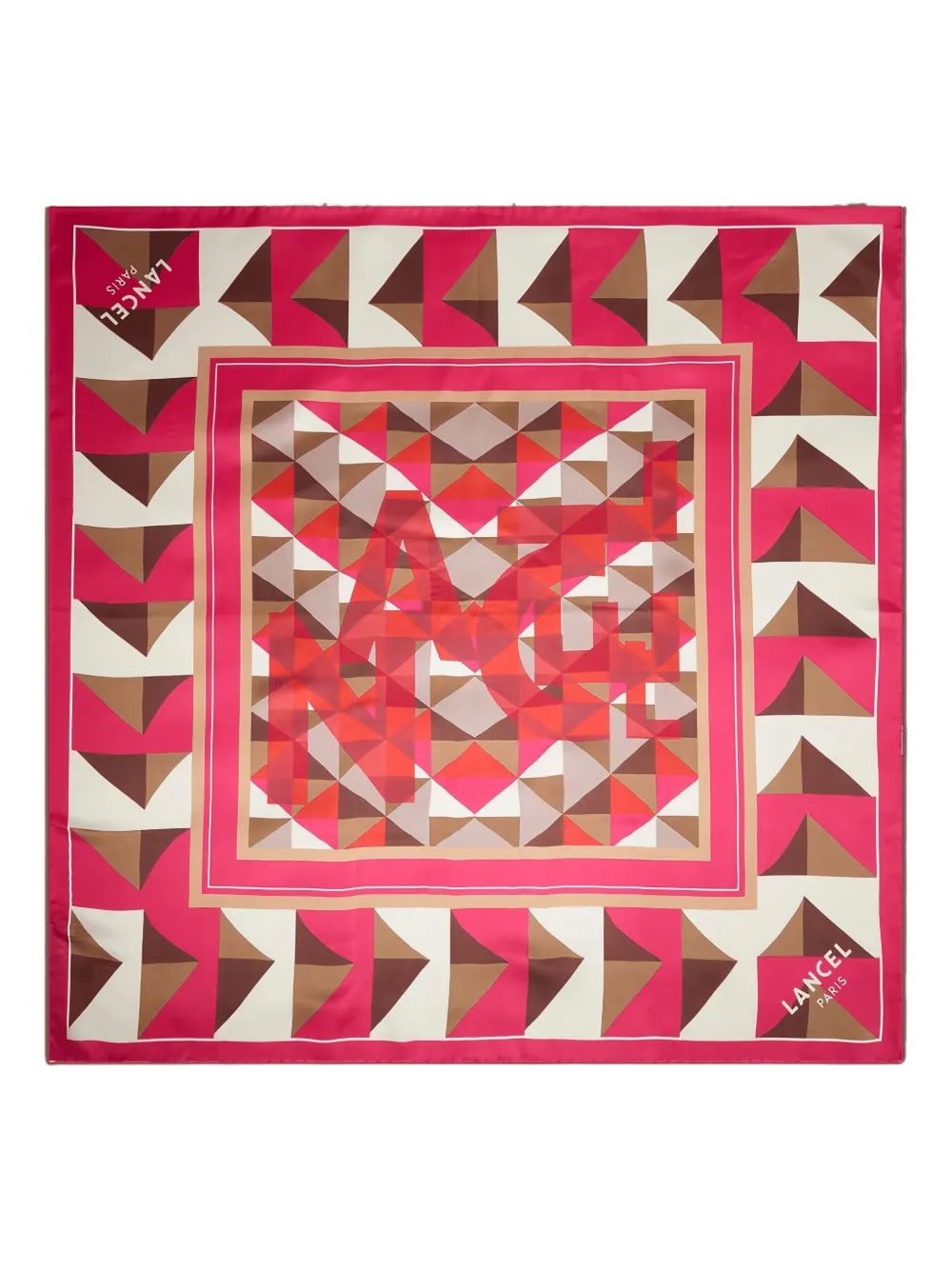 Lancel Labyrinth Silk Scarf In Red