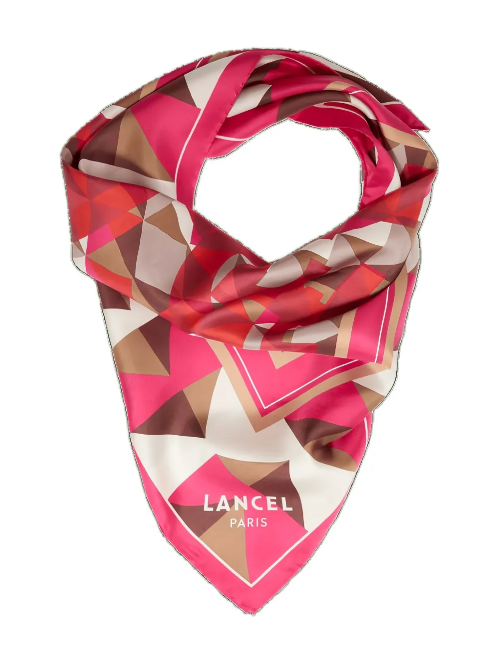 Lancel Labyrinth Silk Scarf In Red
