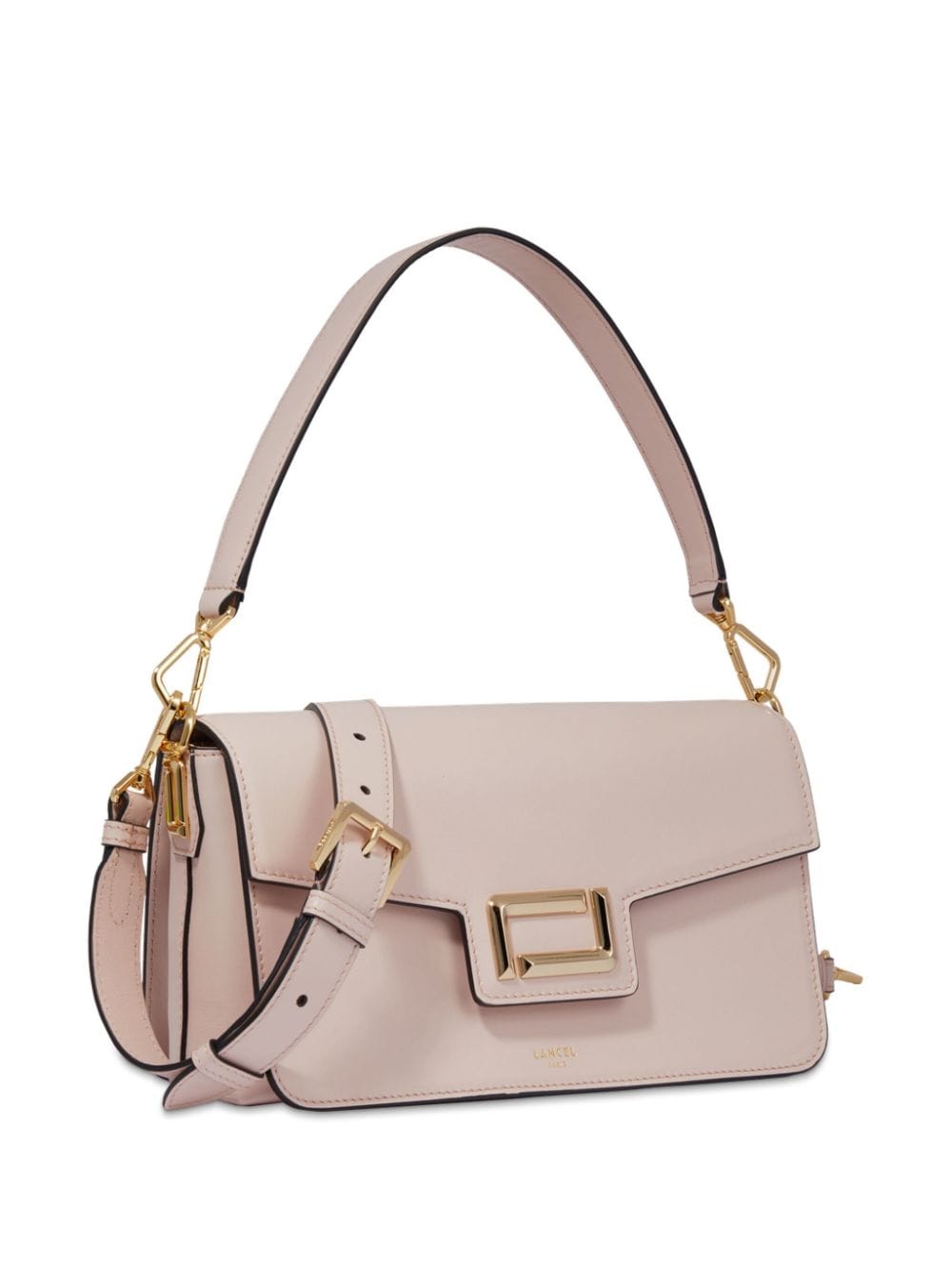 Shop Lancel Leather Medium Flap Bag In Neutrals