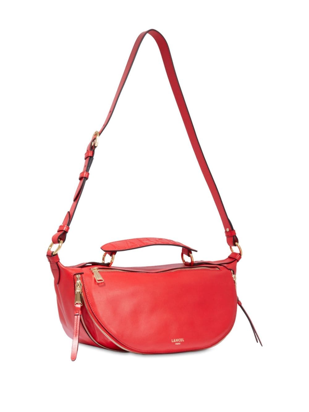 Shop Lancel Origami Leather Midi Crossbody Bag In Orange