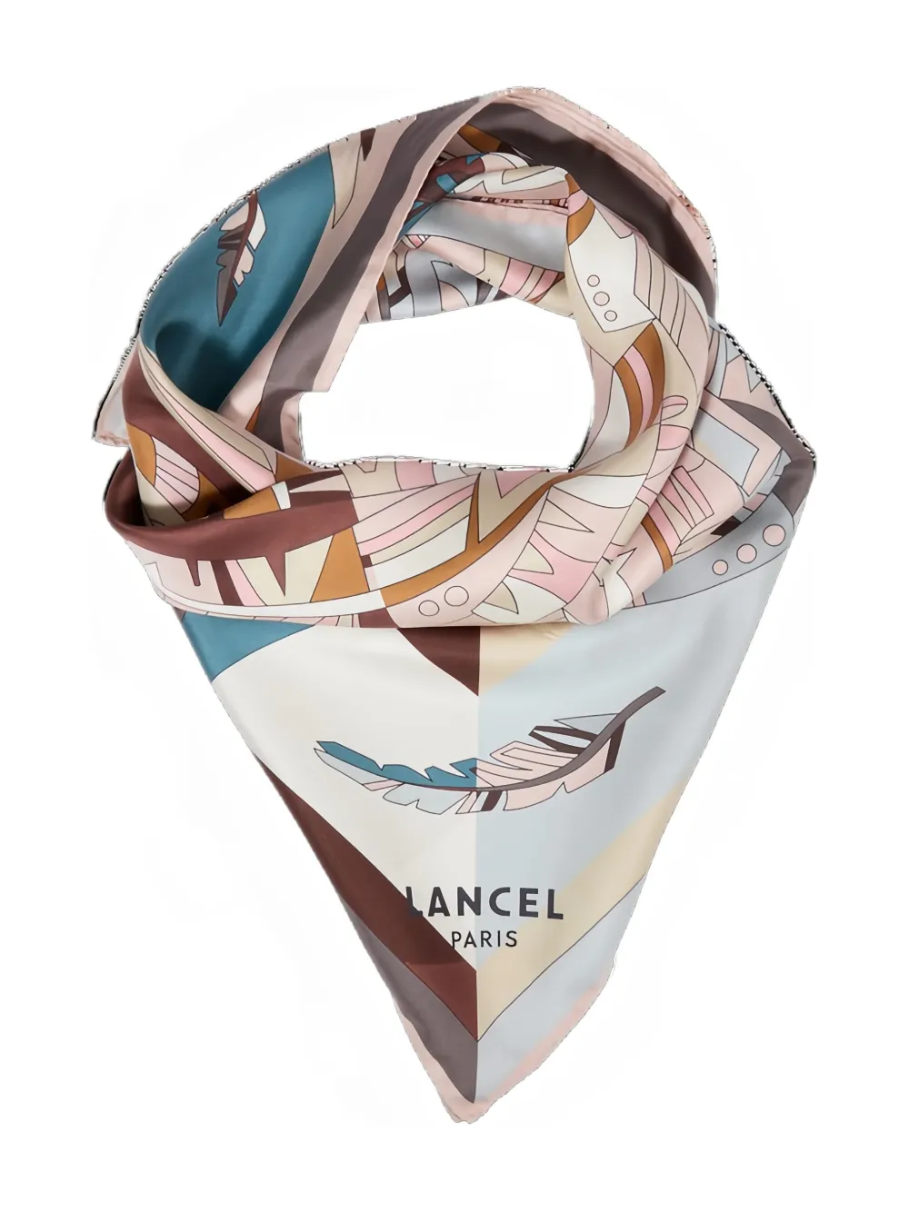 Lancel Zijden sjaal met verenprint - Beige