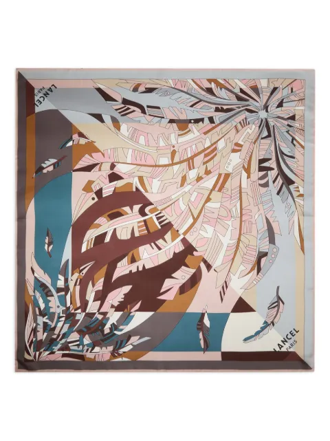 Lancel feather-print silk scarf