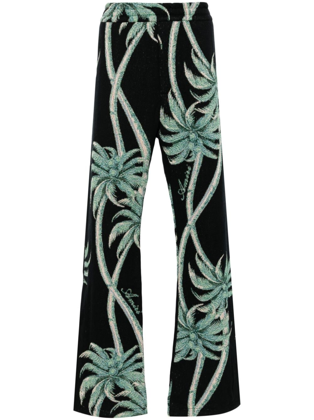 Amiri Palm Tree-print Knitted Trousers In Black