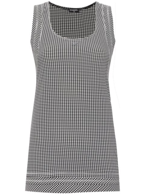 HOT SALE CHANEL 2008 houndstooth-print tank top Women