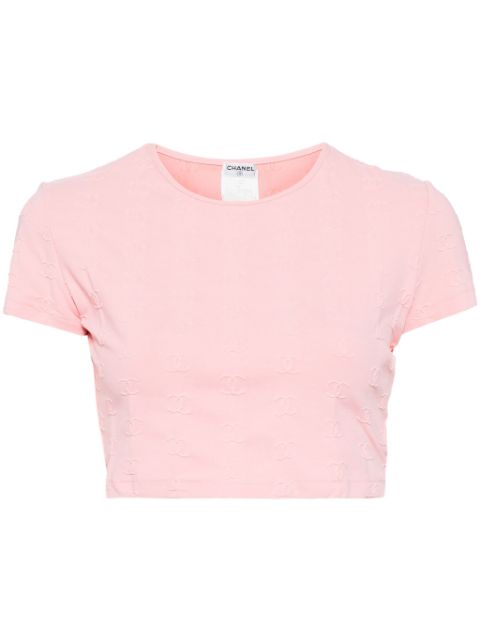 Affordable HOT SALE CHANEL 1997 CC-embroidered cropped T-shirt Women