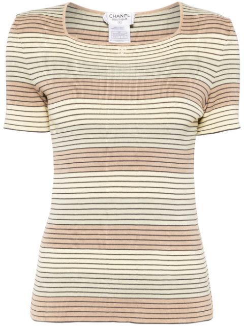 CHANEL 1998 striped knitted T-shirt Women