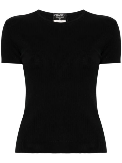 CHANEL 1997 ribbed-knit cotton T-shirt Women