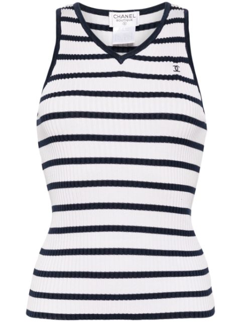 HOT SALE CHANEL 1998 striped sleeveless top Women