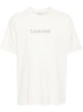 Calvin Klein logo-embossed cotton T-shirt - Neutrals