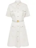 Miu Miu logo-patch shirt dress - Neutrals