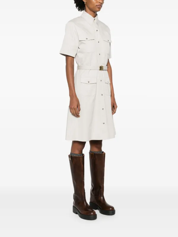 Miu Miu logo-patch Shirt Dress | Neutrals | FARFETCH
