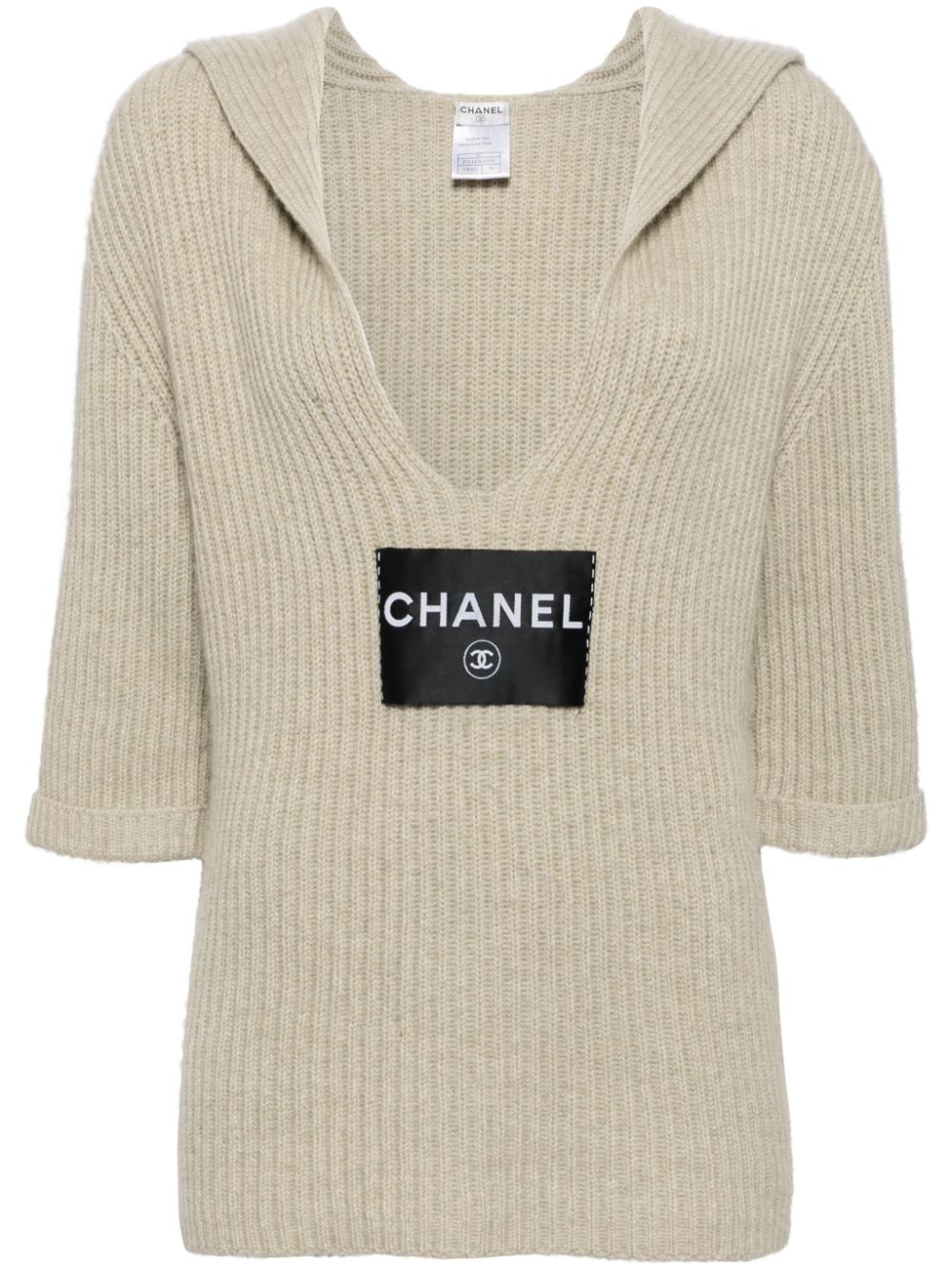 CHANEL 2008 logo-applique cashmere jumper Women