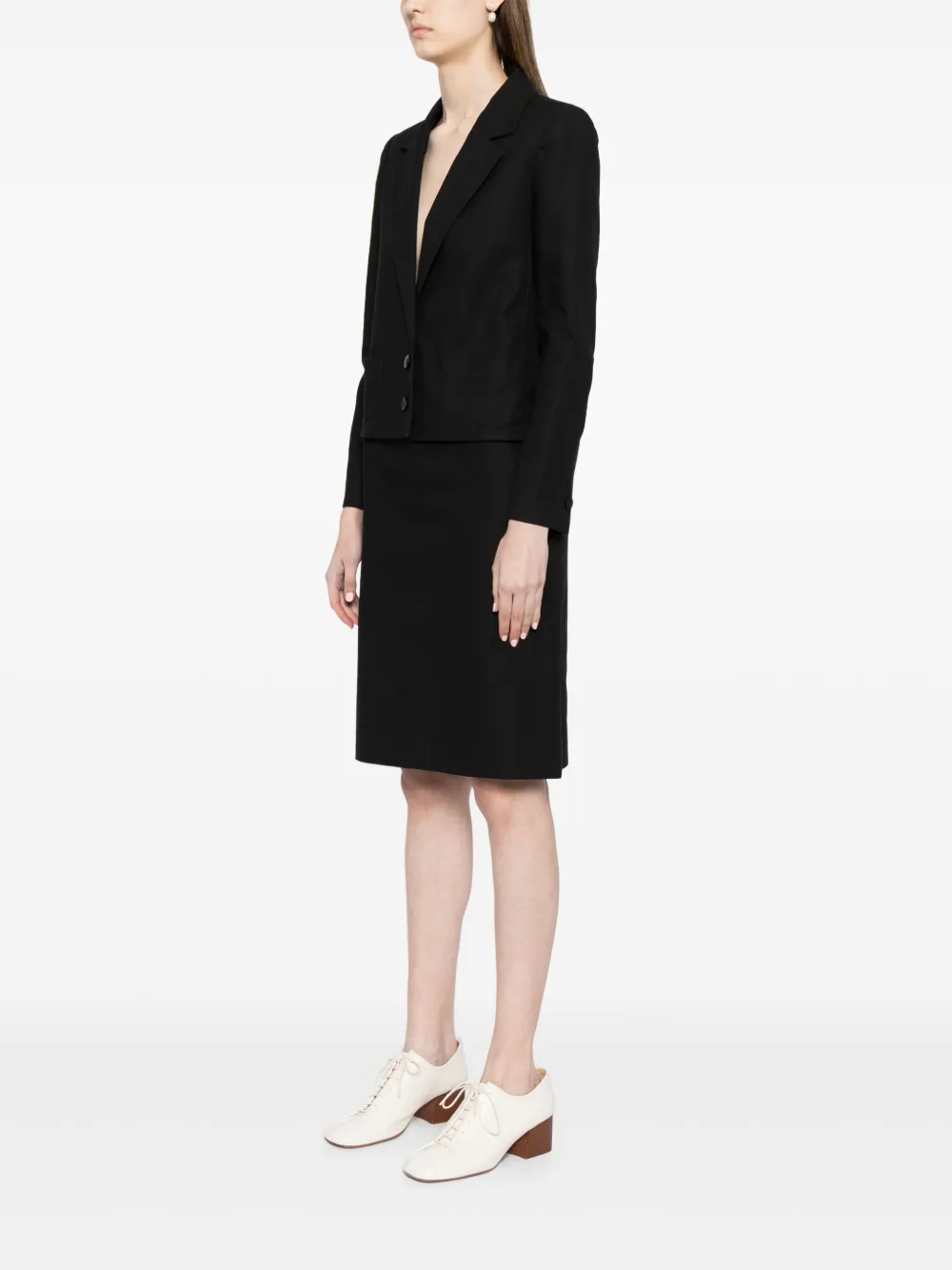 Pre-owned Chanel 1998 Single-breasted Skirt Suit In Black