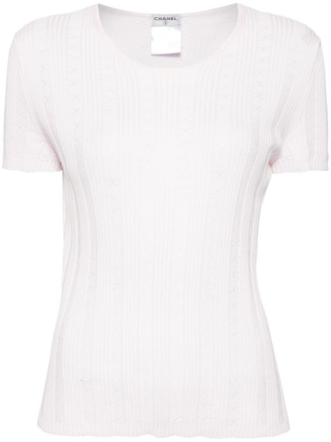 CHANEL 2005 CC pointelle-knit T-shirt Women