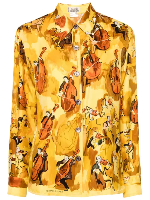 Chemise en soie à imprimé Concerto (1990-2000) - Hermès Pre-Owned - Modalova