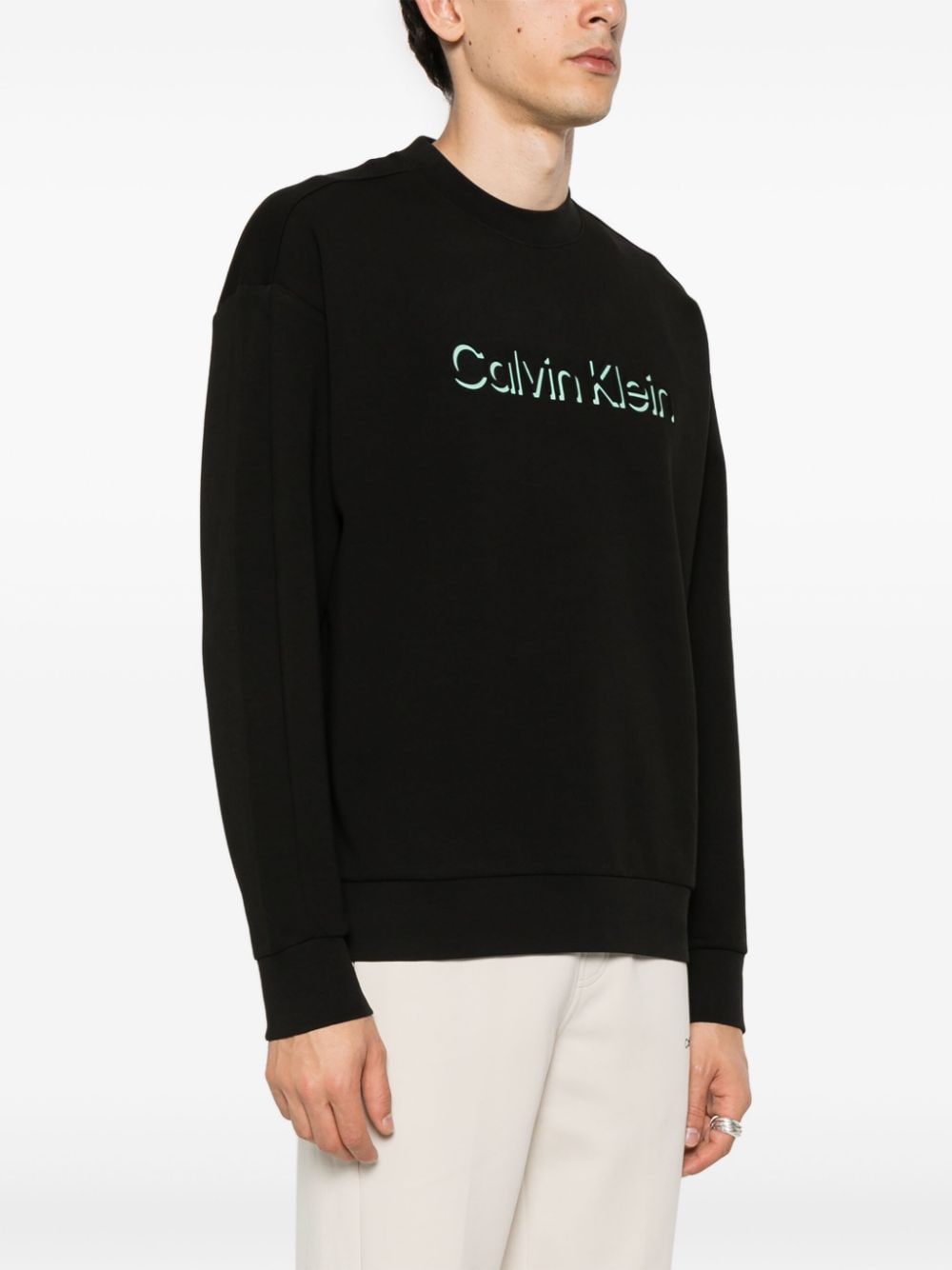 Shop Calvin Klein Logo-embossed Sweatshirt In Black