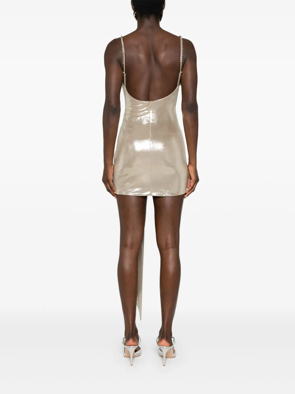 NISSA Metallic mini-jurk met ruches Goud