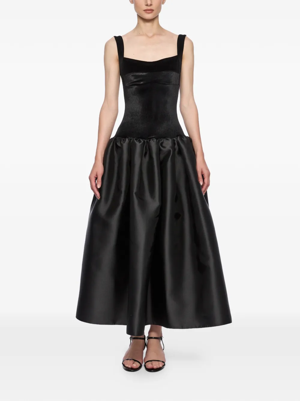 Corset-Detail Flared Midi Gown