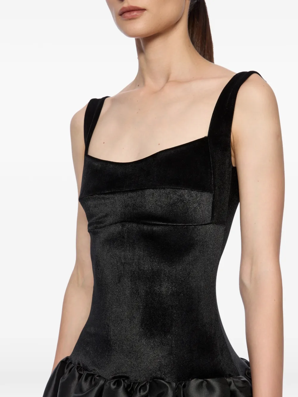 Corset-Detail Flared Midi Gown