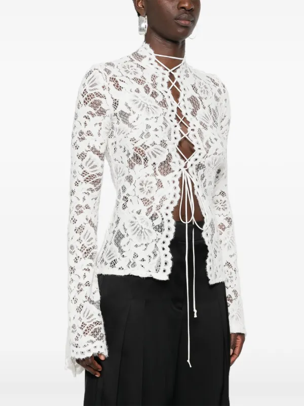 AMERI  ♡名古屋限定LADY UNUSUAL LACE BLOUSE ★ VINTAGE LIKE CODE LACE SHIRT(FREE BLACK): AMERI: WOMENS｜ STUDIOUS