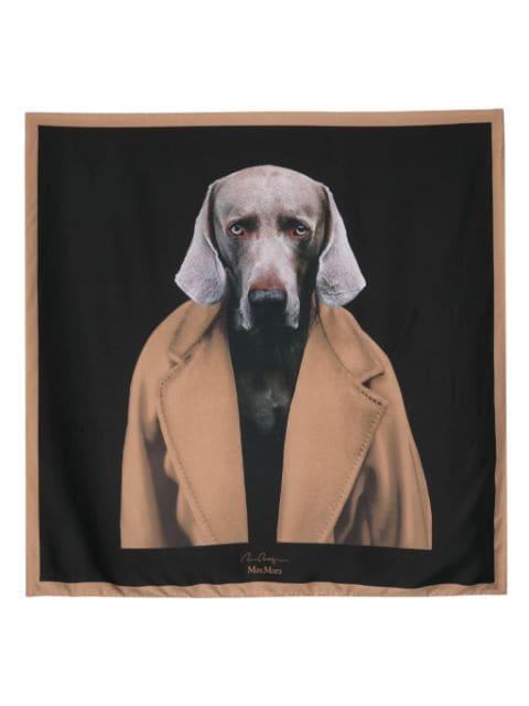 Max Mara mascada de seda con perro estampado