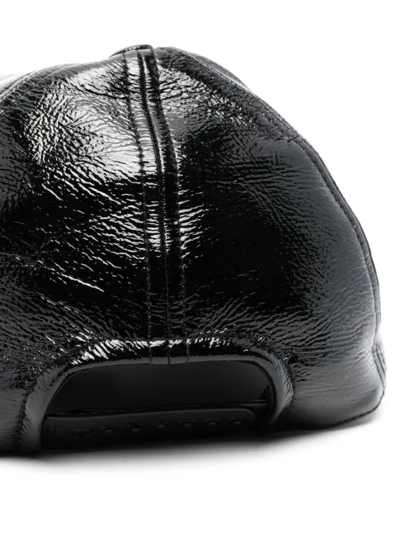 Casquette Snapback Cuir Verni Noir Argent Robin's Jean - Rare - Taille Unique Ajustable