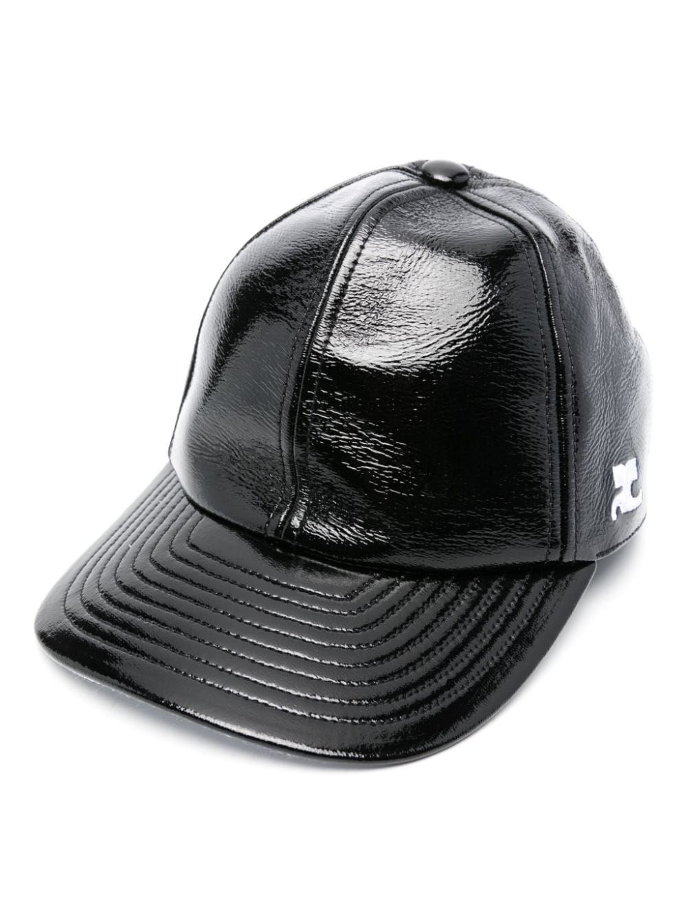 Courrèges Logo-embroidered Patent Cap In Black