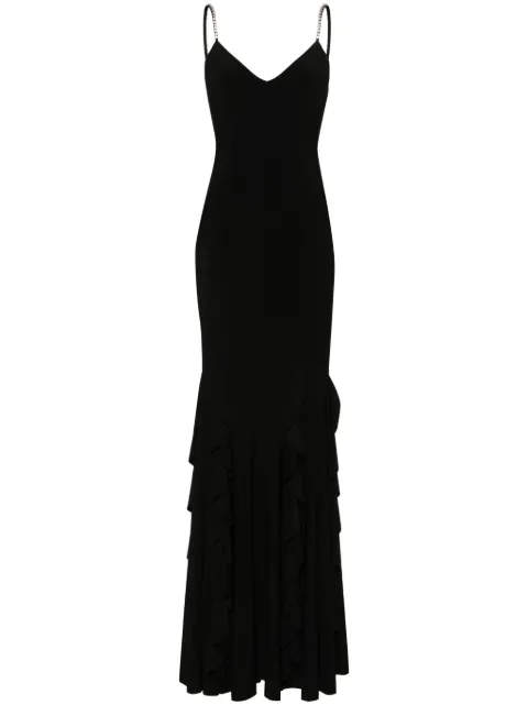 NISSA robe longue en chiffon à volants
