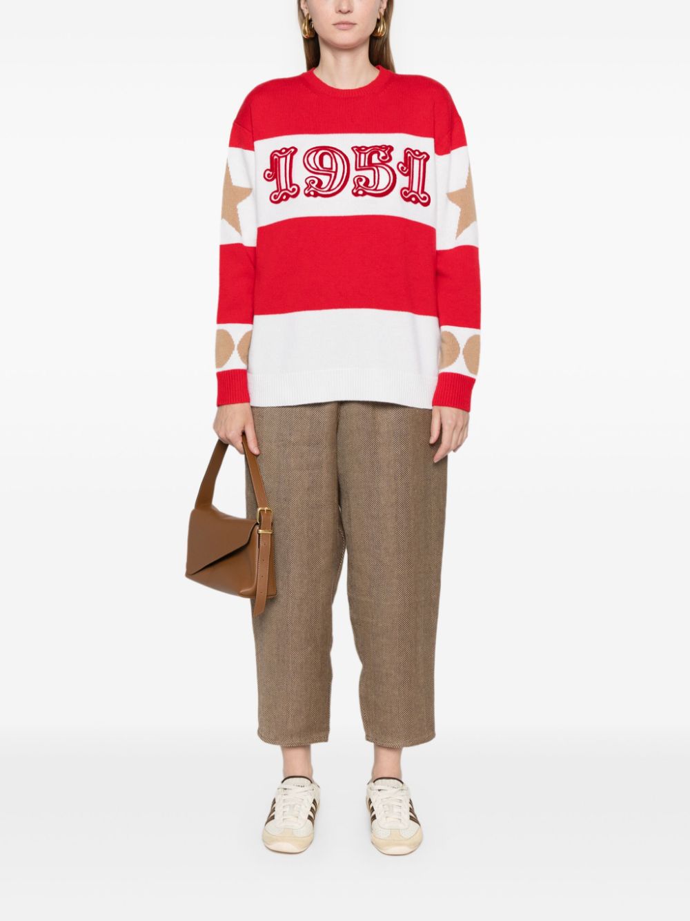 Shop Max Mara Dirce Striped Knitted Jumper In Red