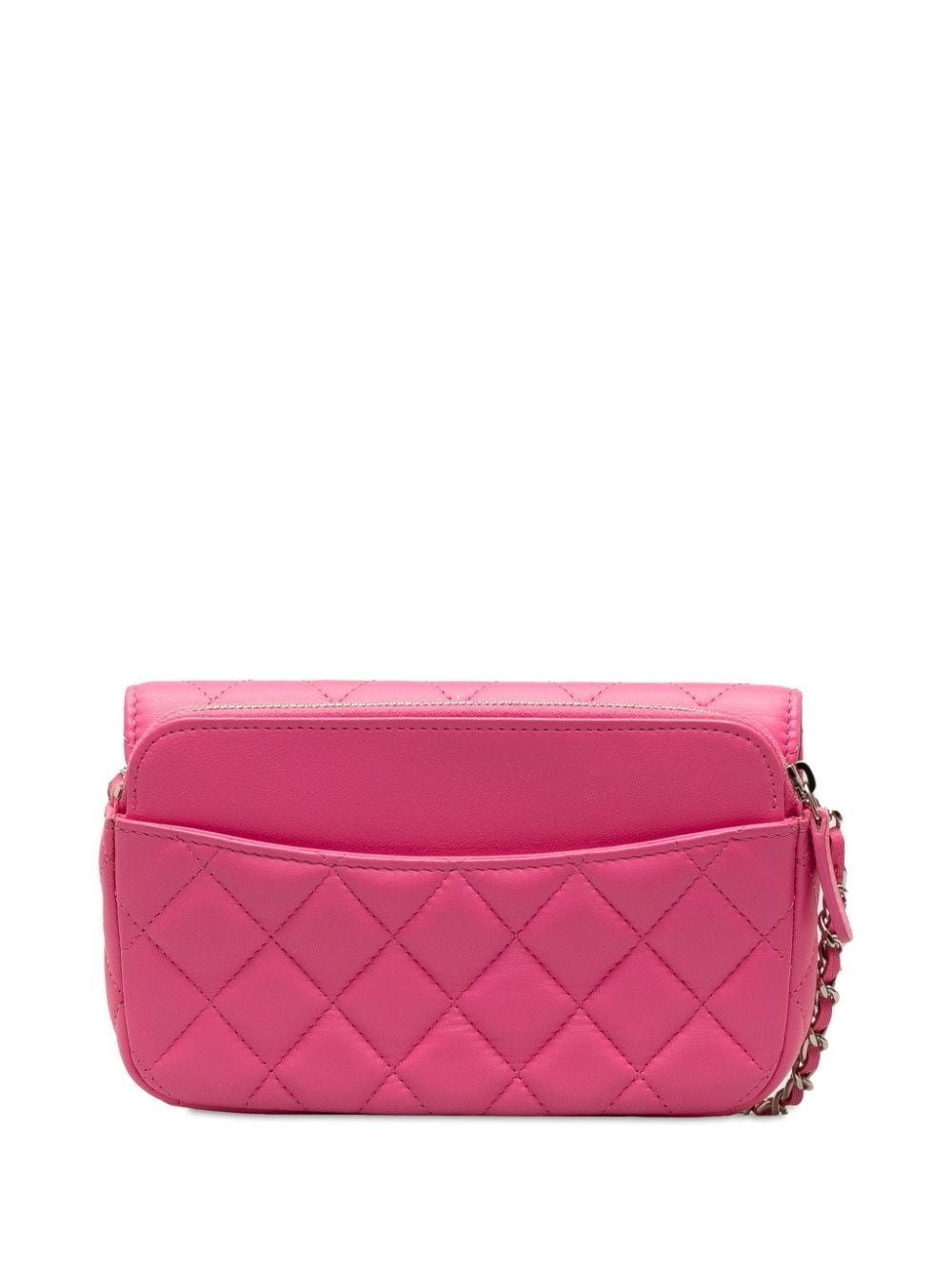 CHANEL Pre-Owned 2021 CC Quilted Lambskin Flap Phone Case on Chain crossbody bag - Roze