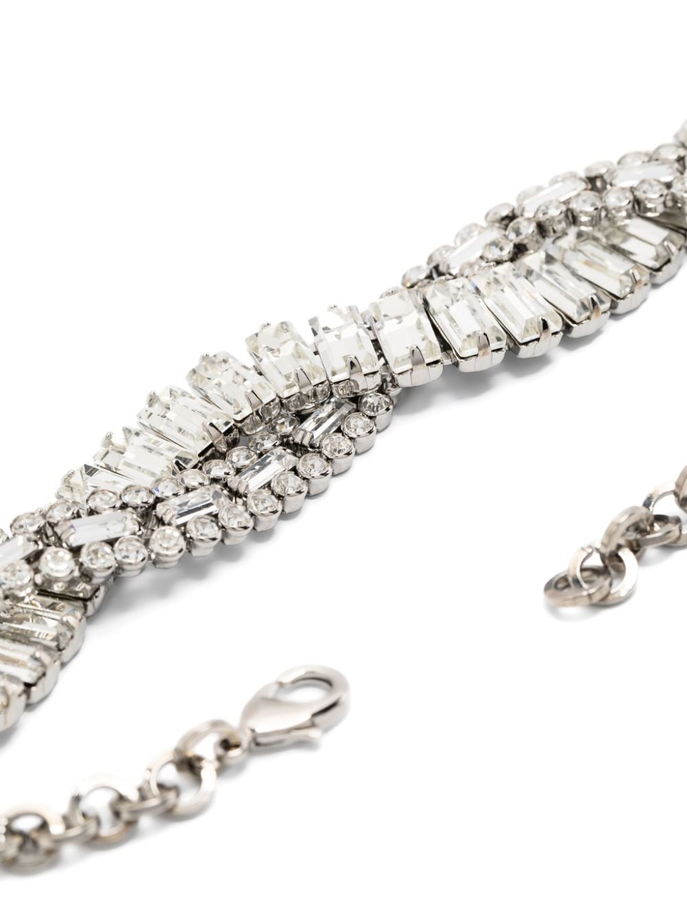 Shop Alessandra Rich Crystal-embellished Braided Choker In Silver