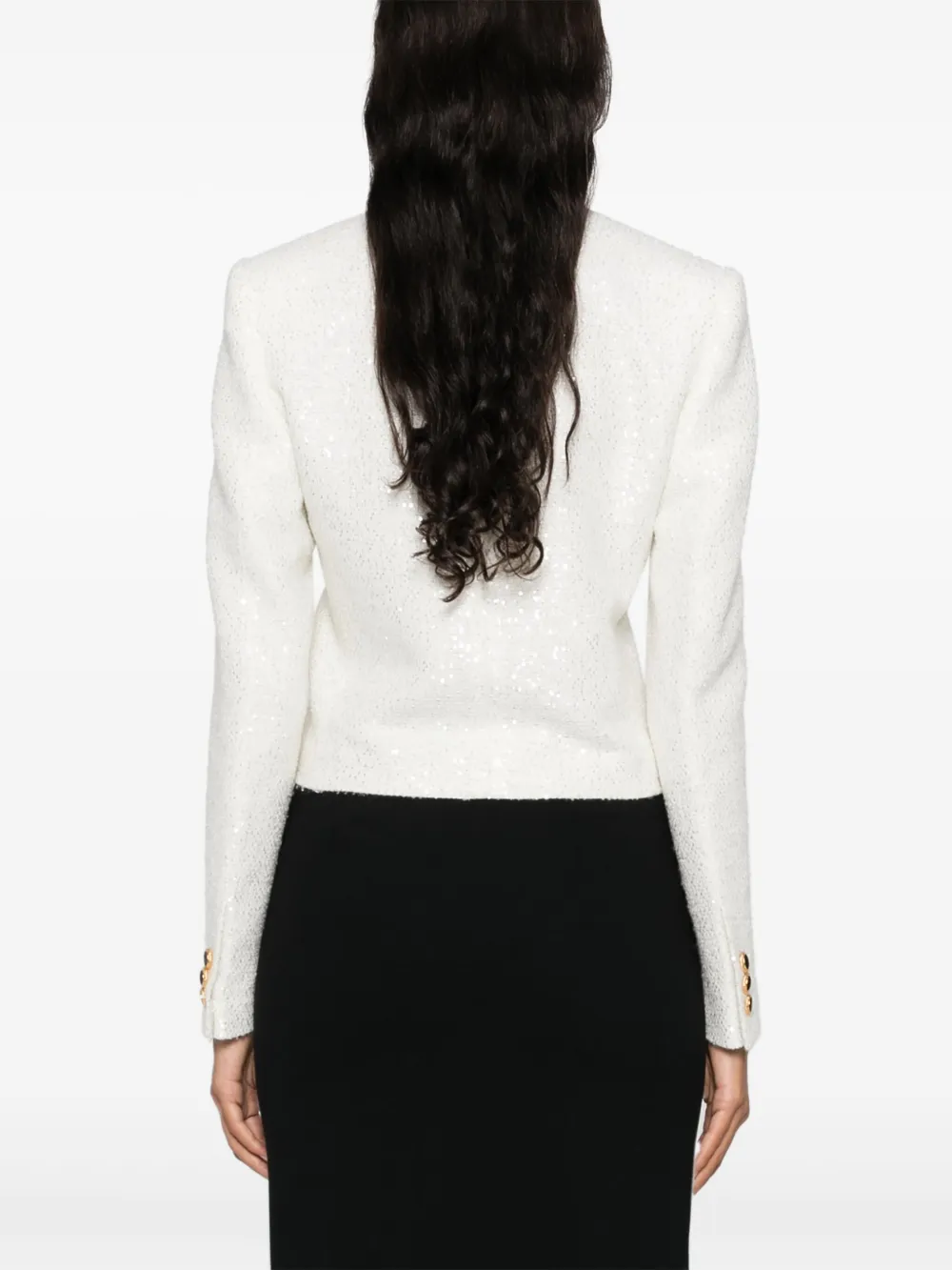 Alessandra Rich Tweed Jacket With Sequins Embell In White