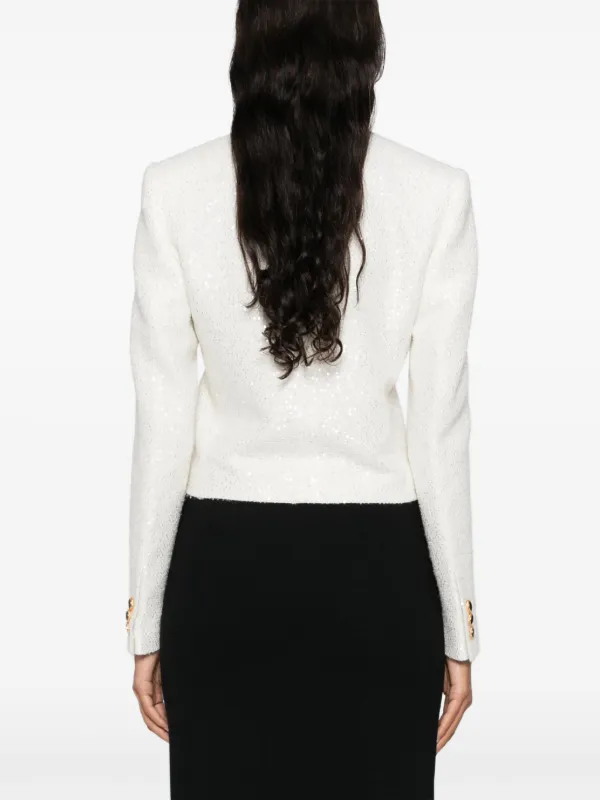 Alessandra Rich sequin-design Tweed Jacket | White | FARFETCH
