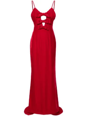 LITA COUTURE Vianne V-neck Maxi Dress | Red | FARFETCH RO