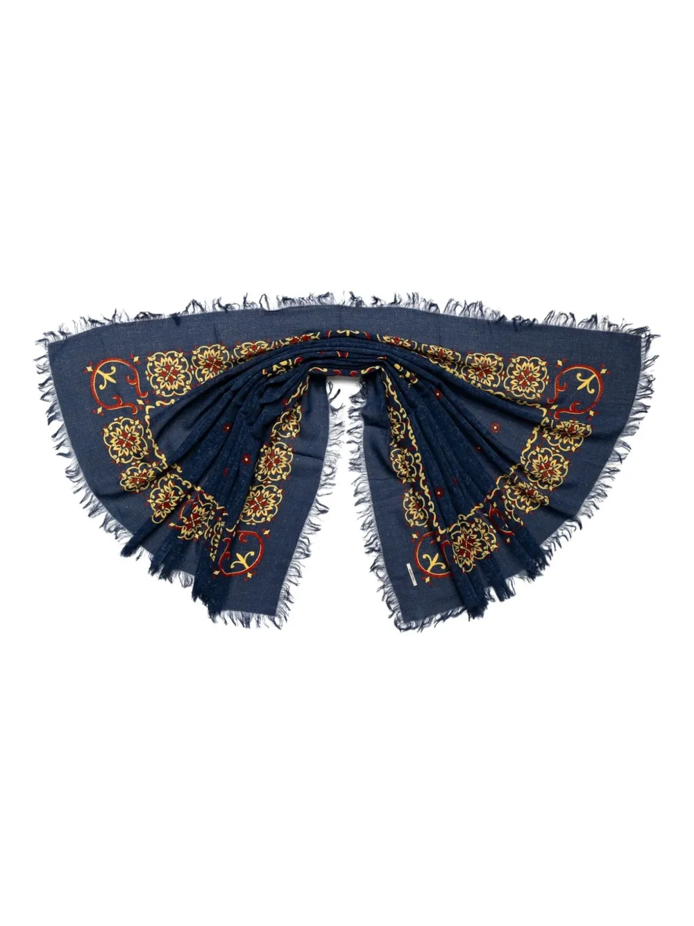 KAPITAL frayed patterned scarf | Blue | Image 1