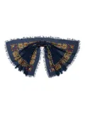KAPITAL frayed patterned scarf - Blue