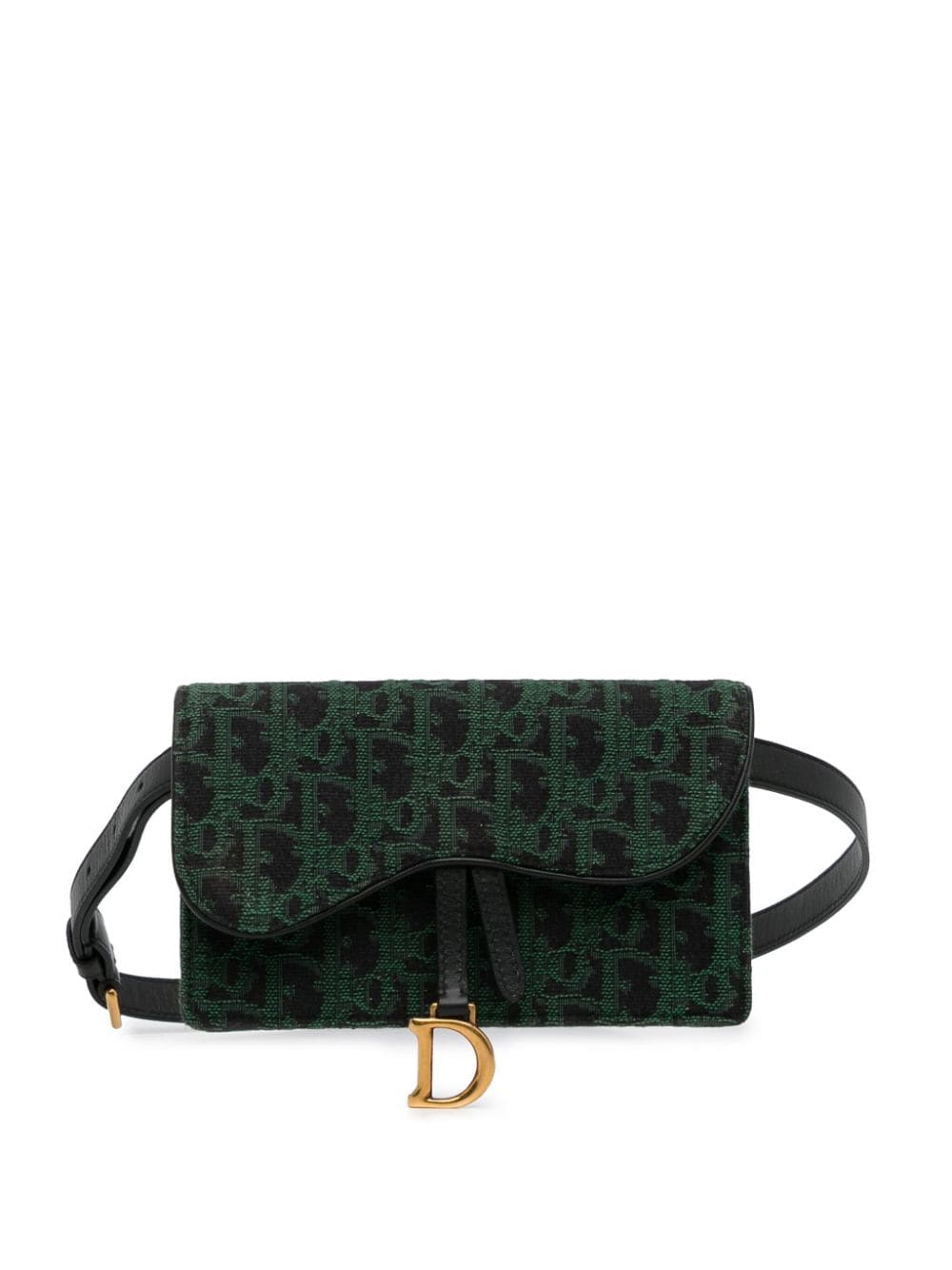 Pre-owned Dior 2019 Oblique Saddle Belt Bag In Green