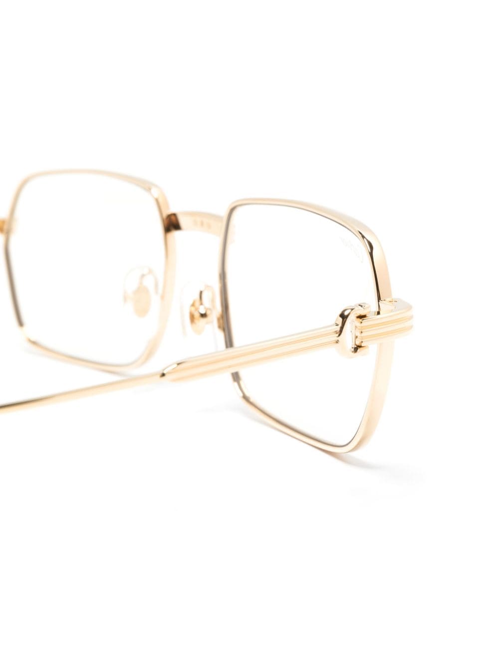 Shop Cartier Ribbed Rectangle-frame Glasses In Gold