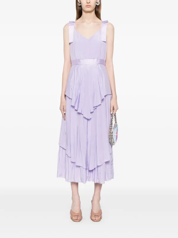 SAIID KOBEISY Poplin Tiered Midi Dress - Purple