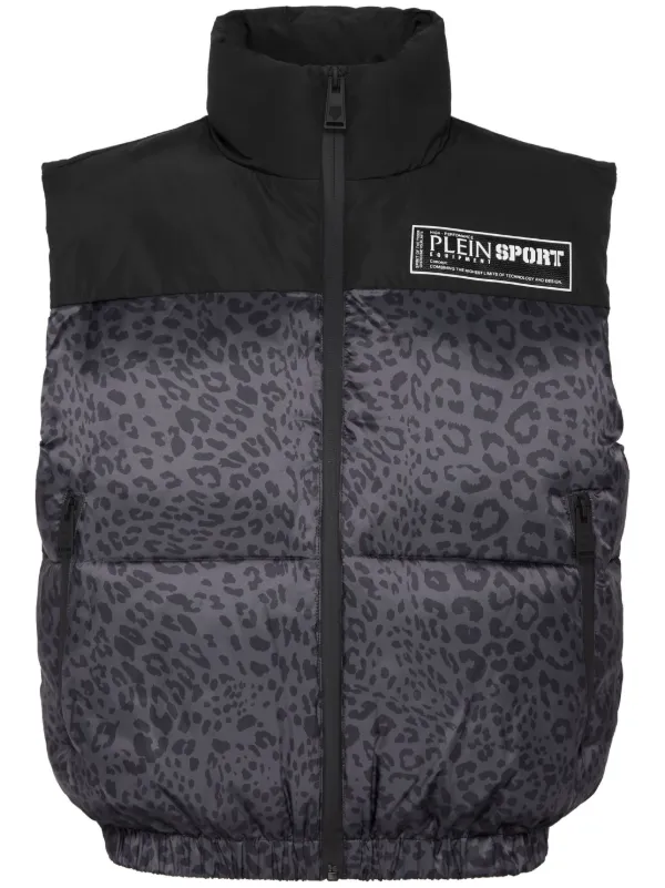 Plein Sport Weste Mit Leoparden-Print Schwarz FARFETCH AT