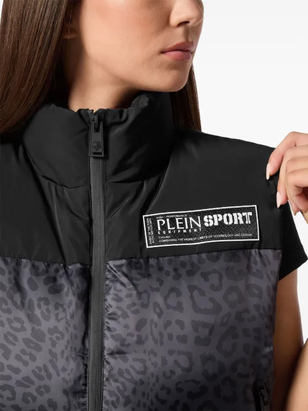 Plein Sport Weste Mit Leoparden-Print Schwarz FARFETCH AT