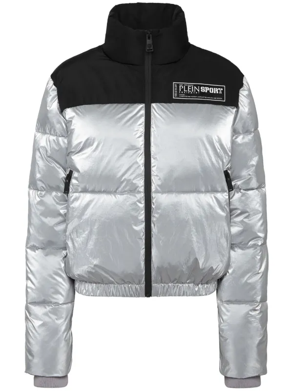 Plein Sport Philipp Plein Jacke Silber Plein Sport Steppjacke Mit